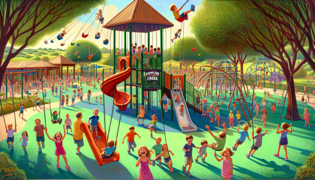 Children enjoying the playground facilities at Fowler Creek Park.