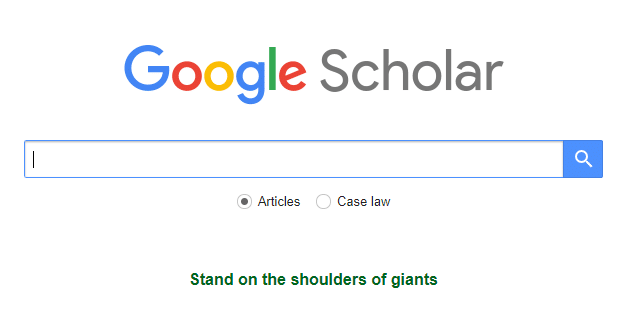 A screenshot of Google Scholar's search interface.